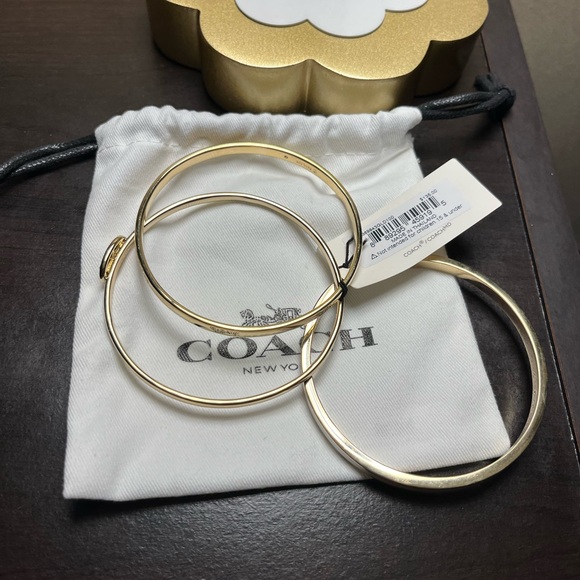 Coach Gold and White Bangle Bracelet Set of 3 - Picture 11 of 12